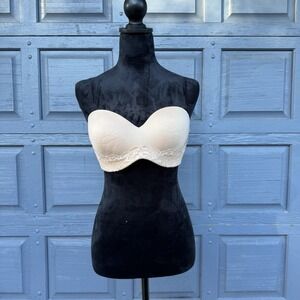 Victoria's Secret Strapless Beige Bra‎ Size 34DD!